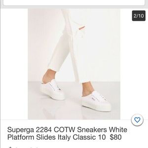 White slip on platform superga